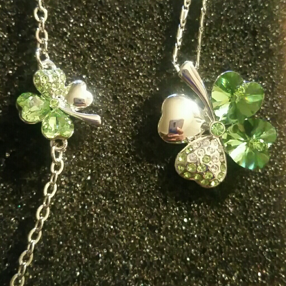 3 for $25  Crystal shamrock necklace and bracelet